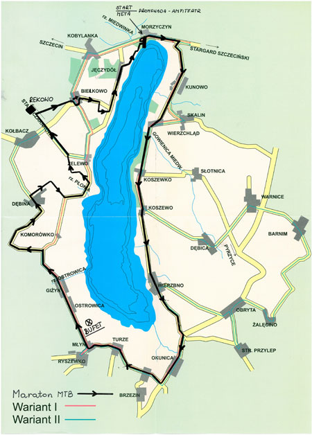 Trasa VII Maratonu MTB dookoła Jeziora Miedwie